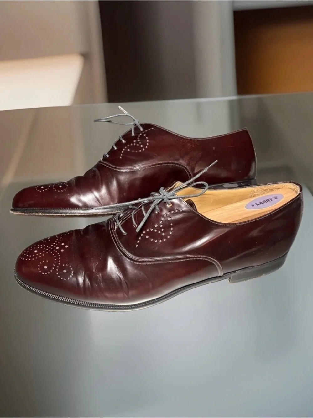 Miguel Angel Spain Mens burgundy Hand Made Leather Oxford Shoes Size 12M